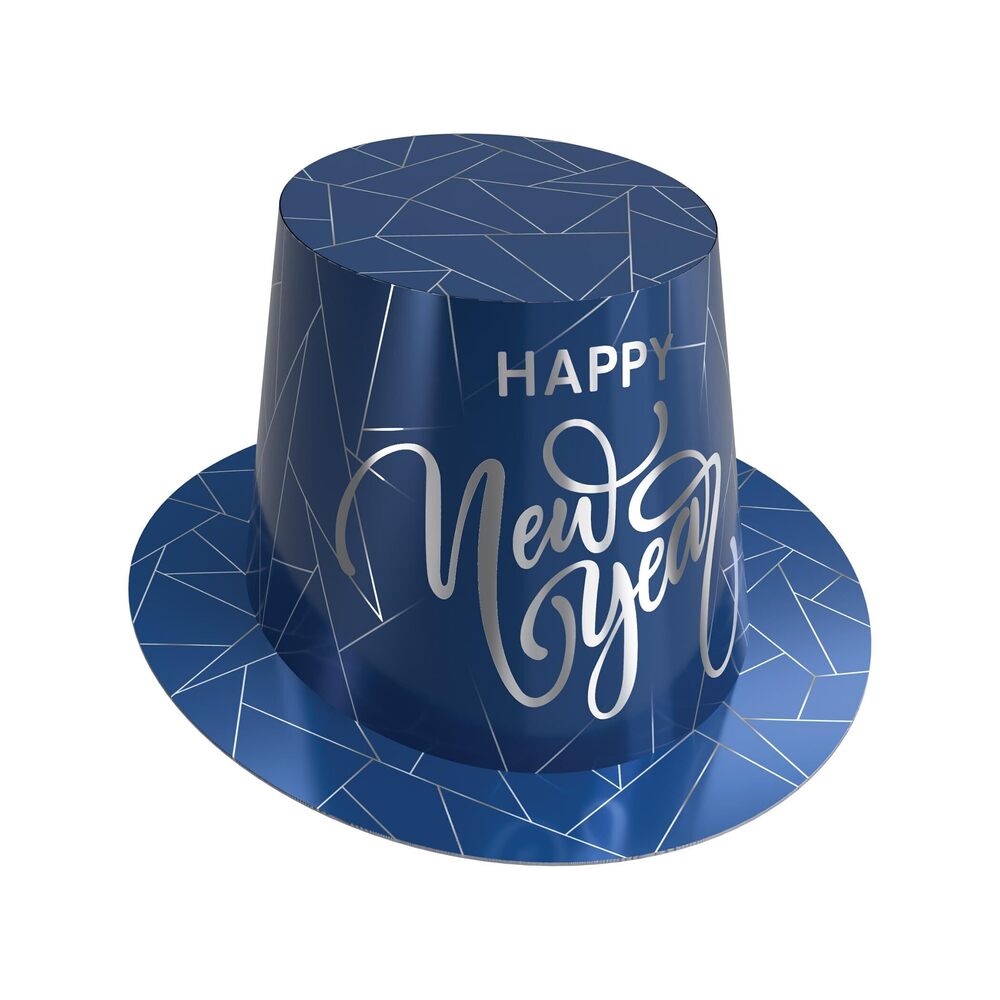 7810 Midnight Blue New Year Hi-Hats – 25 Pack, Blue & Silver Foil Party Top